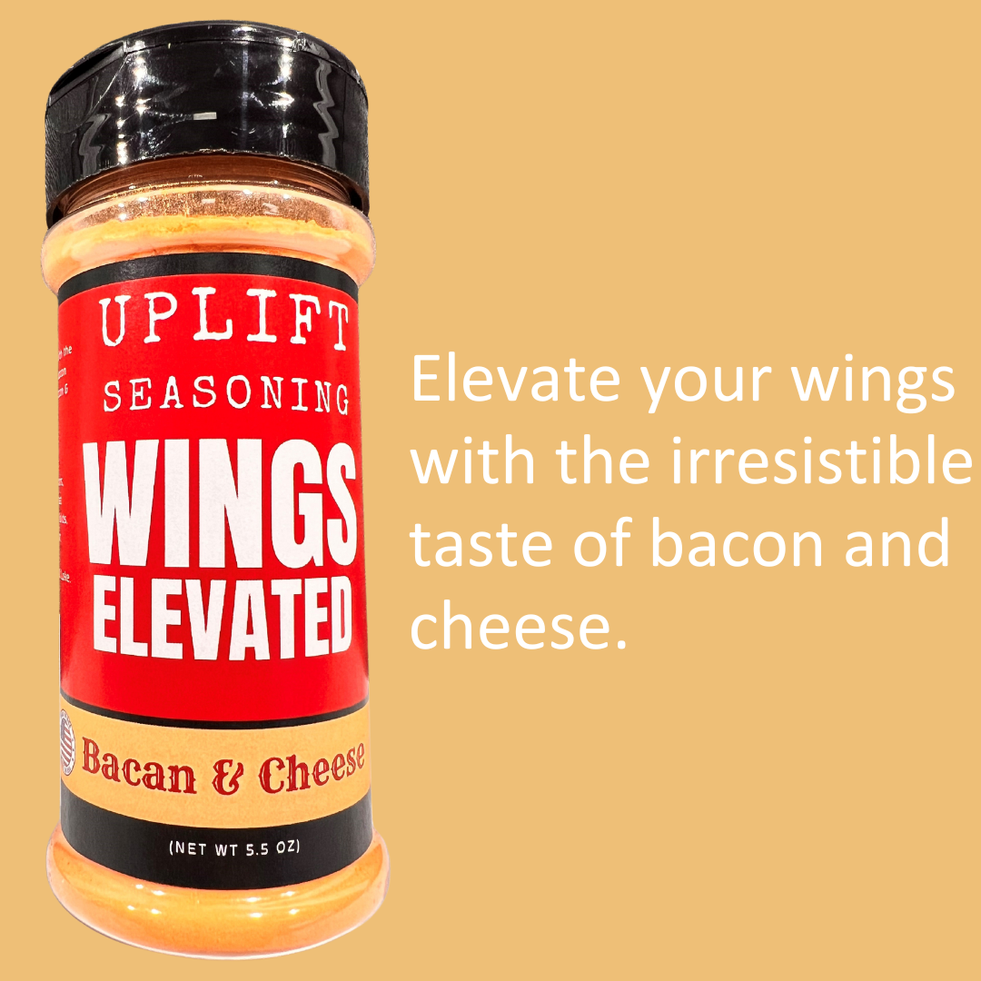 Uplift Seasoning Bacon & Cheese, Wings Elevated by Dan Patch Farms Premium Flavor Spice Blend, Large Shaker