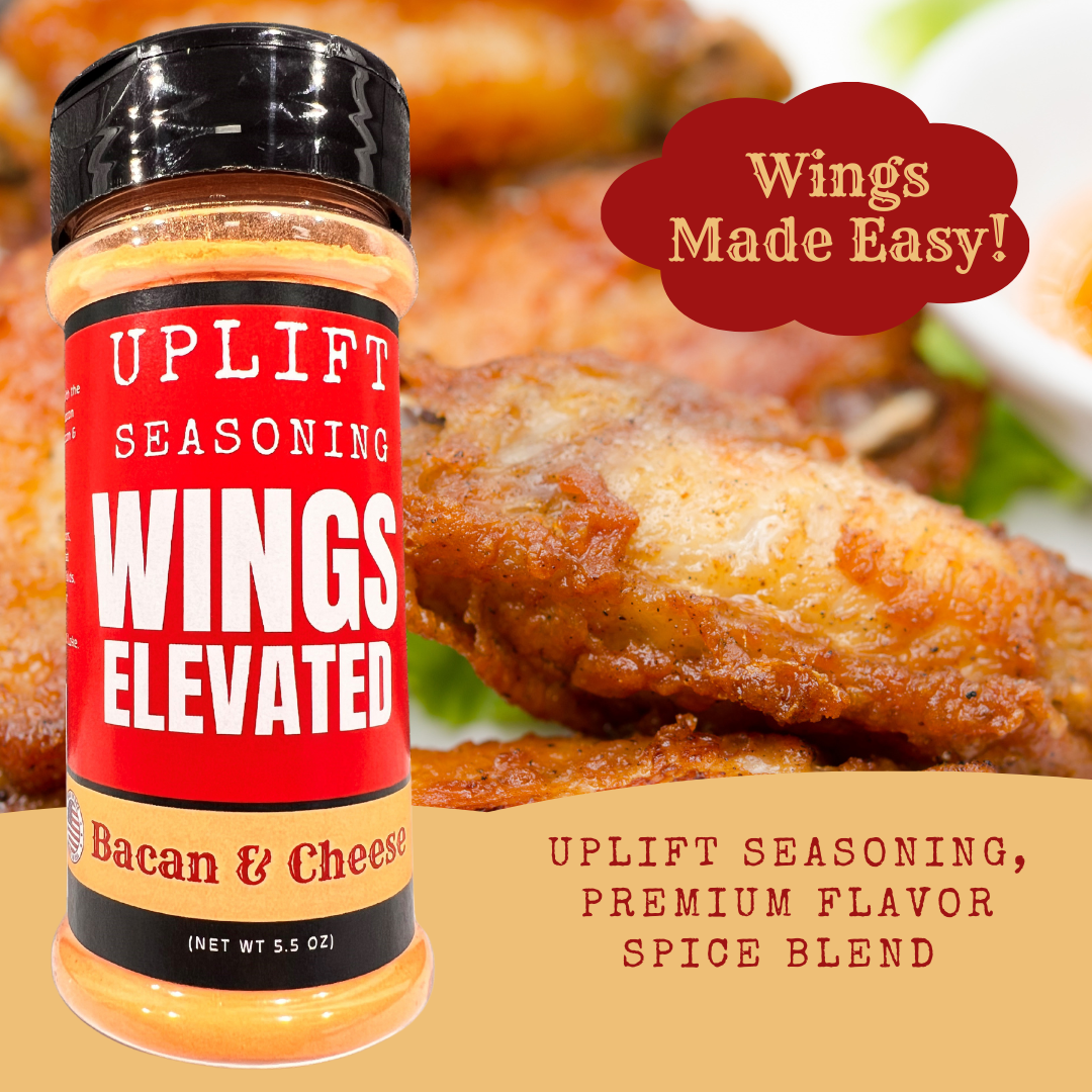 Uplift Seasoning Bacon & Cheese, Wings Elevated by Dan Patch Farms Premium Flavor Spice Blend, Large Shaker