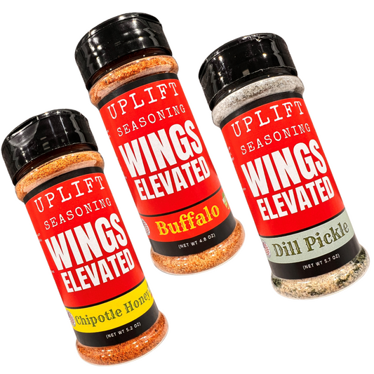 Uplift Seasoning Bundle Wing Top Selling Premium Flavor Spice Blend (3 Count) by Dan Patch Farms, Wings Elevated - Chipotle Honey, Buffalo, and Dill Pickle