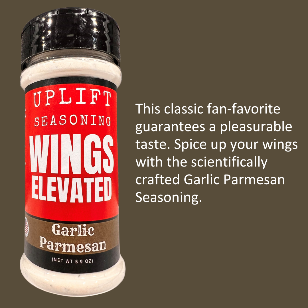 Uplift Seasoning Garlic Parmesan, Wings Elevated by Dan Patch Farms Premium Flavor Spice Blend, Large Shaker