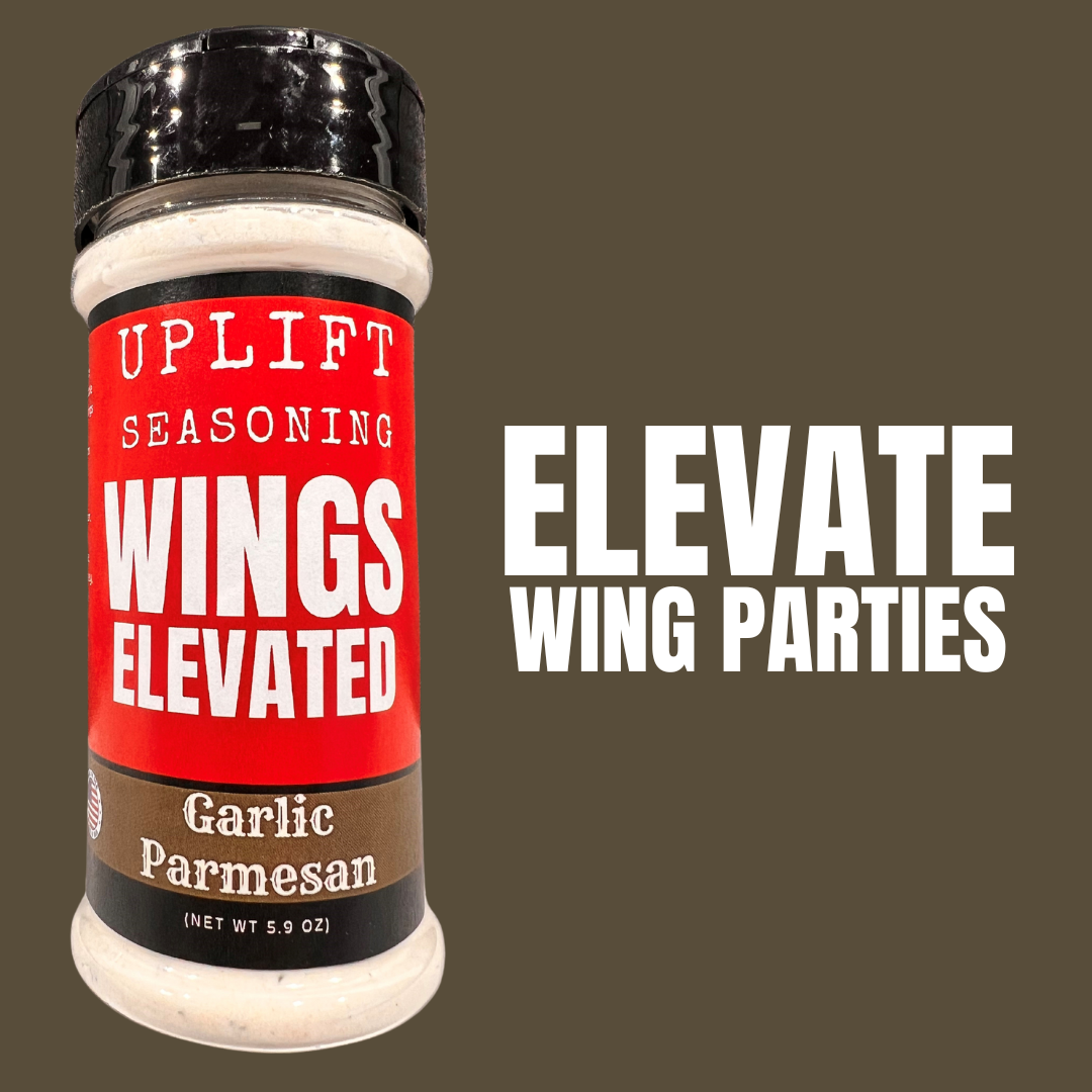 Uplift Seasoning Garlic Parmesan, Wings Elevated by Dan Patch Farms Premium Flavor Spice Blend, Large Shaker