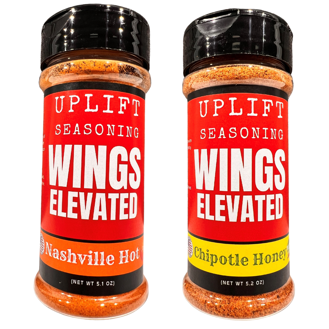 Uplift Seasoning Bundle Wing Combo Hot and Spicy Premium Flavor Spice Blend (2 Count) by Dan Patch Farms, Wings Elevated - Nashville Hot and Chipotle Honey