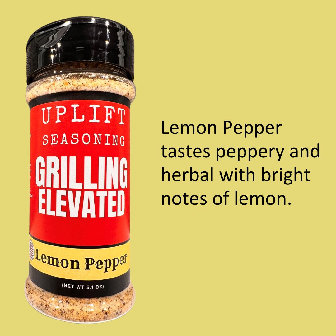 Uplift Seasoning Lemon Pepper, Grilling Elevated by Dan Patch Farms Premium Flavor Spice Blend, Large Shaker