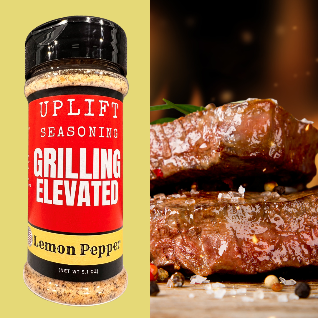 Uplift Seasoning Lemon Pepper, Grilling Elevated by Dan Patch Farms Premium Flavor Spice Blend, Large Shaker