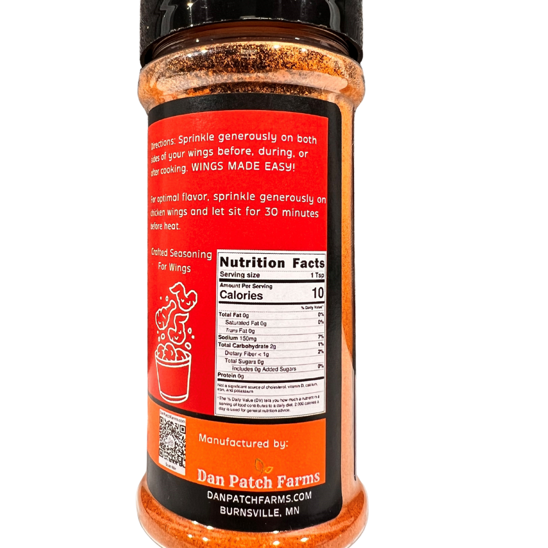 Uplift Seasoning Nashville Hot, Wings Elevated by Dan Patch Farms Premium Flavor Spice Blend, Large Shaker