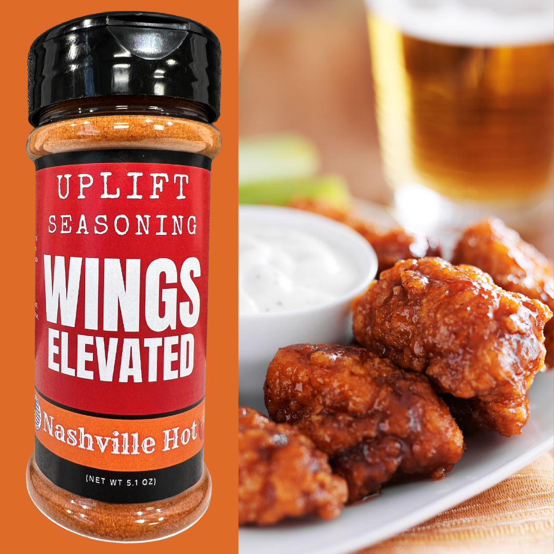 Uplift Seasoning Nashville Hot, Wings Elevated by Dan Patch Farms Premium Flavor Spice Blend, Large Shaker