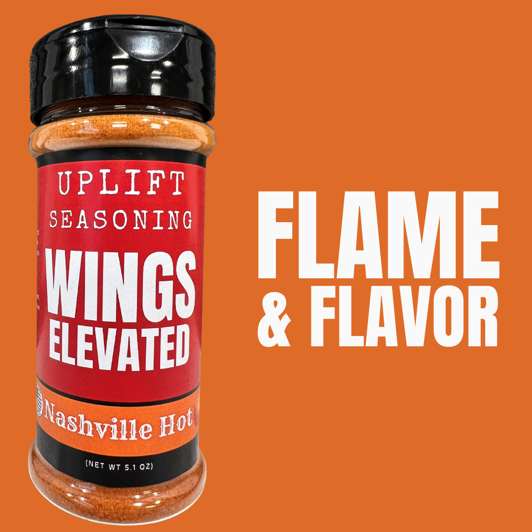 Uplift Seasoning Nashville Hot, Wings Elevated by Dan Patch Farms Premium Flavor Spice Blend, Large Shaker