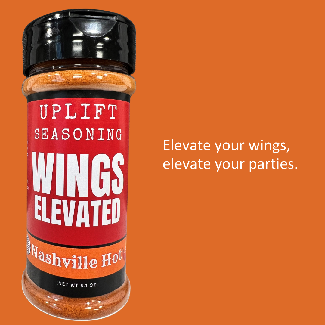 Uplift Seasoning Nashville Hot, Wings Elevated by Dan Patch Farms Premium Flavor Spice Blend, Large Shaker