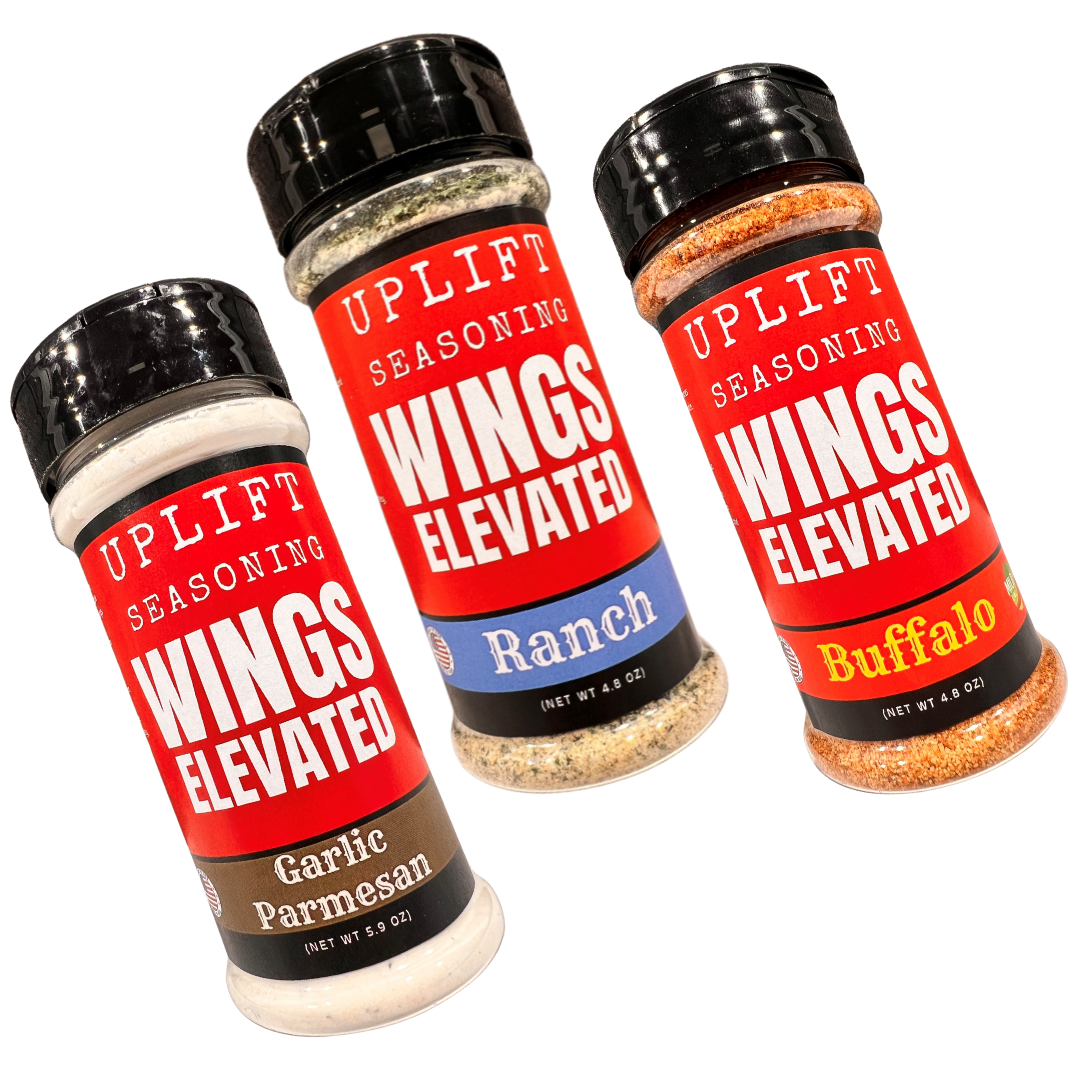 Uplift Seasoning Bundle Wing Classic Premium Flavor Spice Blend (3 Count) by Dan Patch Farms, Wings Elevated - Garlic Parmesan, Ranch, and Buffalo